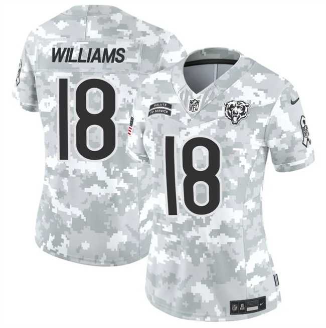 Womens Chicago Bears #18 Caleb Williams 2024 F.U.S.E Arctic Camo Salute To Service Limited Stitched Jersey Dzhi